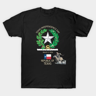 Texas Independence Day  - State Emblem  and Cowboy X 300 T-Shirt